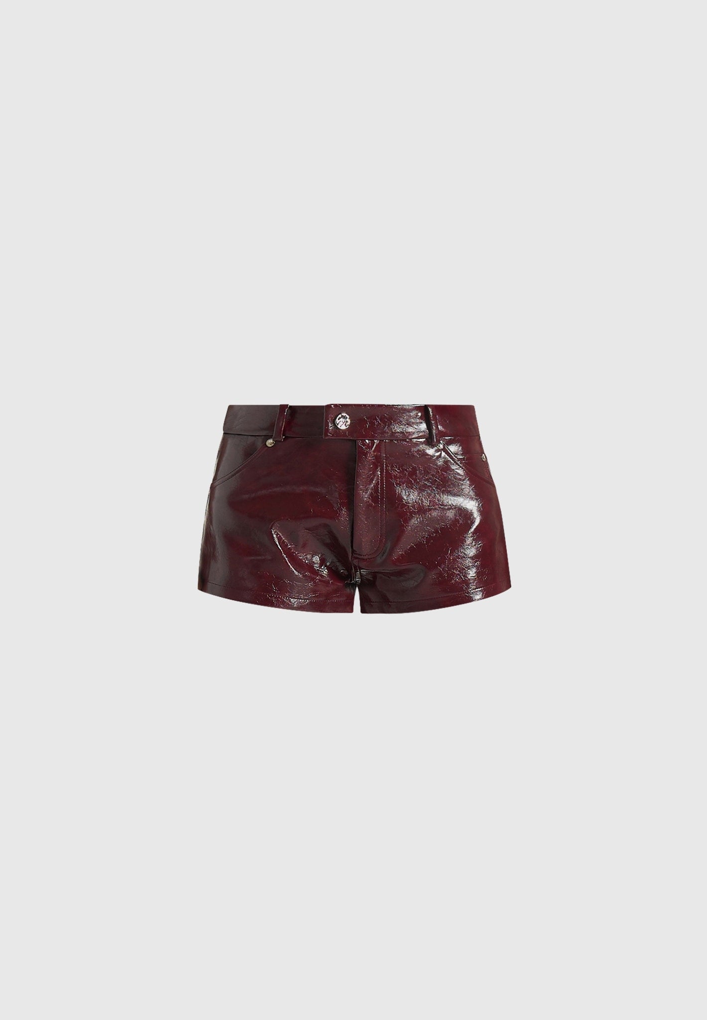 Samia - Cracked Patent Mini Shorts - Red