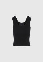 VS001 - Scoop Neck Ribbed Cotton Tank Top - Black