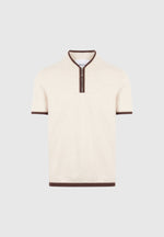 Clement - Crew Neck Zip Polo Shirt - Cream