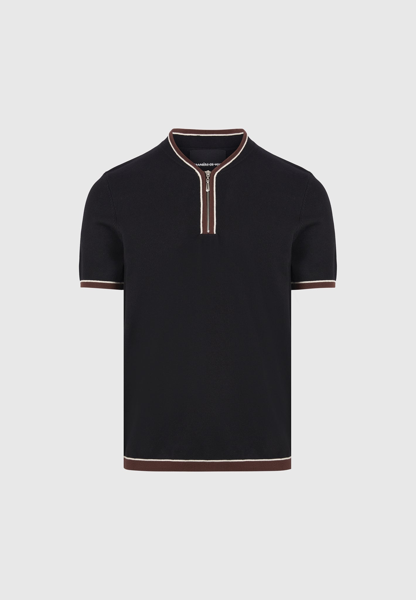 Clement - Crew Neck Zip Polo Shirt - Black