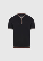 Clement - Crew Neck Zip Polo Shirt - Black