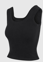 VS001 - Scoop Neck Ribbed Cotton Tank Top - Black