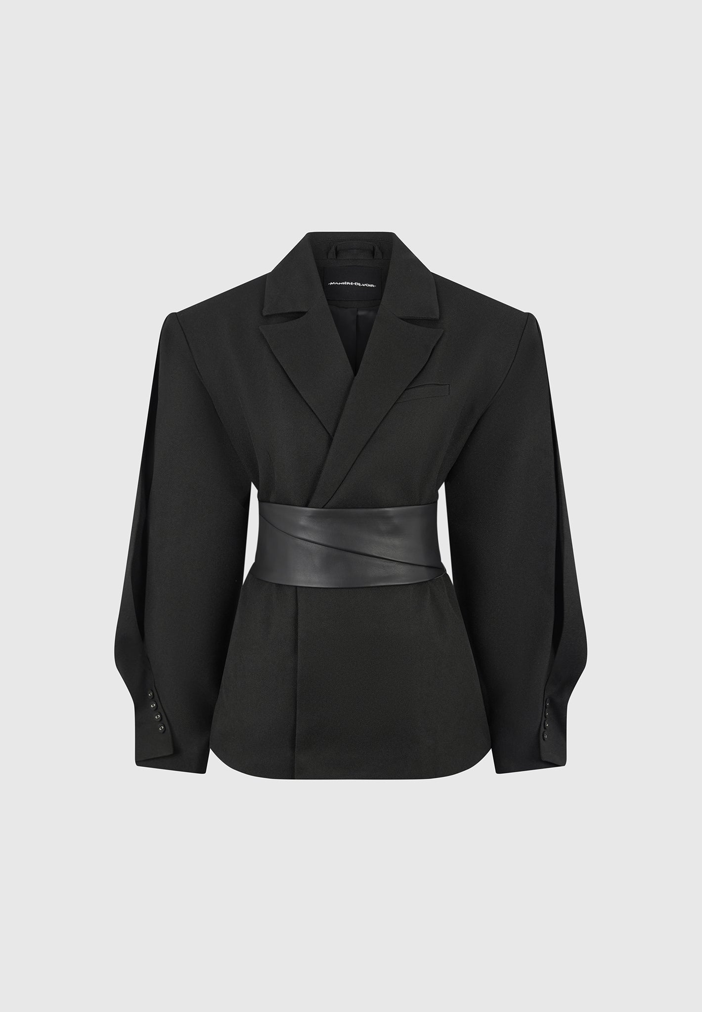 marie-twist-sleeve-blazer-with-belt-black