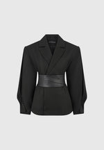 marie-twist-sleeve-blazer-with-belt-black