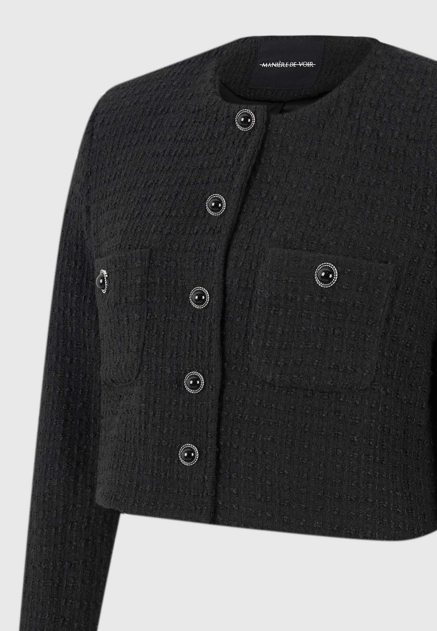 celine-cropped-tweed-jacket-with-pearls-black