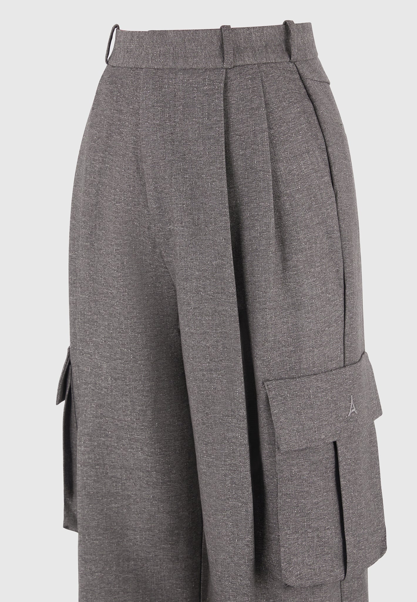 textured-tailored-pleated-cargo-trousers-grey-marl