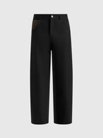 Lazare - Wide Leg Twill Jeans - Black
