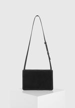Elio - Suede Contrast Stitch Crossbody Bag - Black
