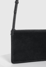 Elio - Suede Contrast Stitch Crossbody Bag - Black