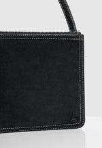 Elio - Suede Contrast Stitch Crossbody Bag - Black