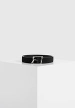 Eleanor - Suede & Leather Statement Buckle Belt - Black