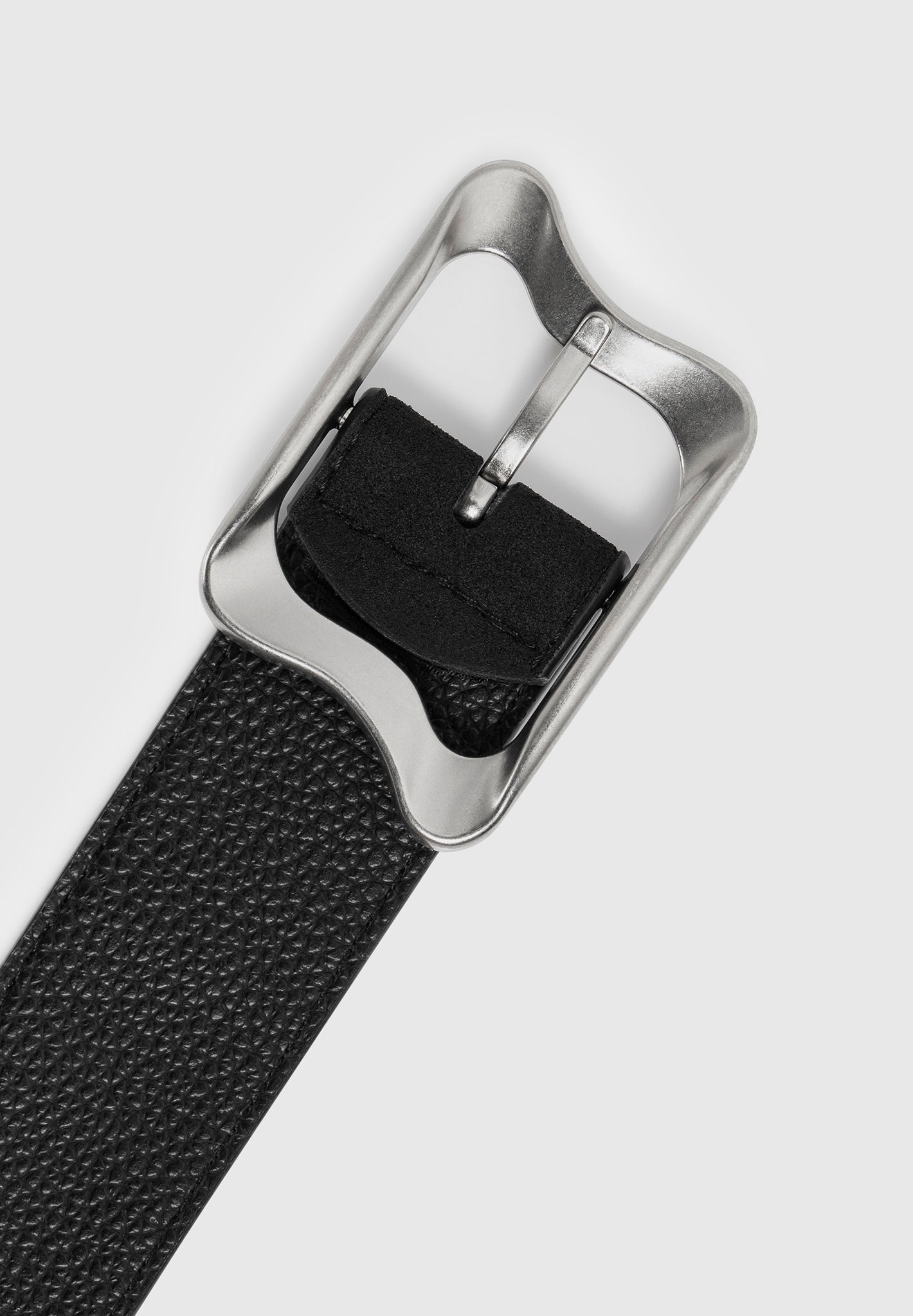 Eleanor - Suede & Leather Statement Buckle Belt - Black