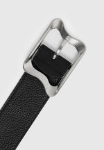 Eleanor - Suede & Leather Statement Buckle Belt - Black