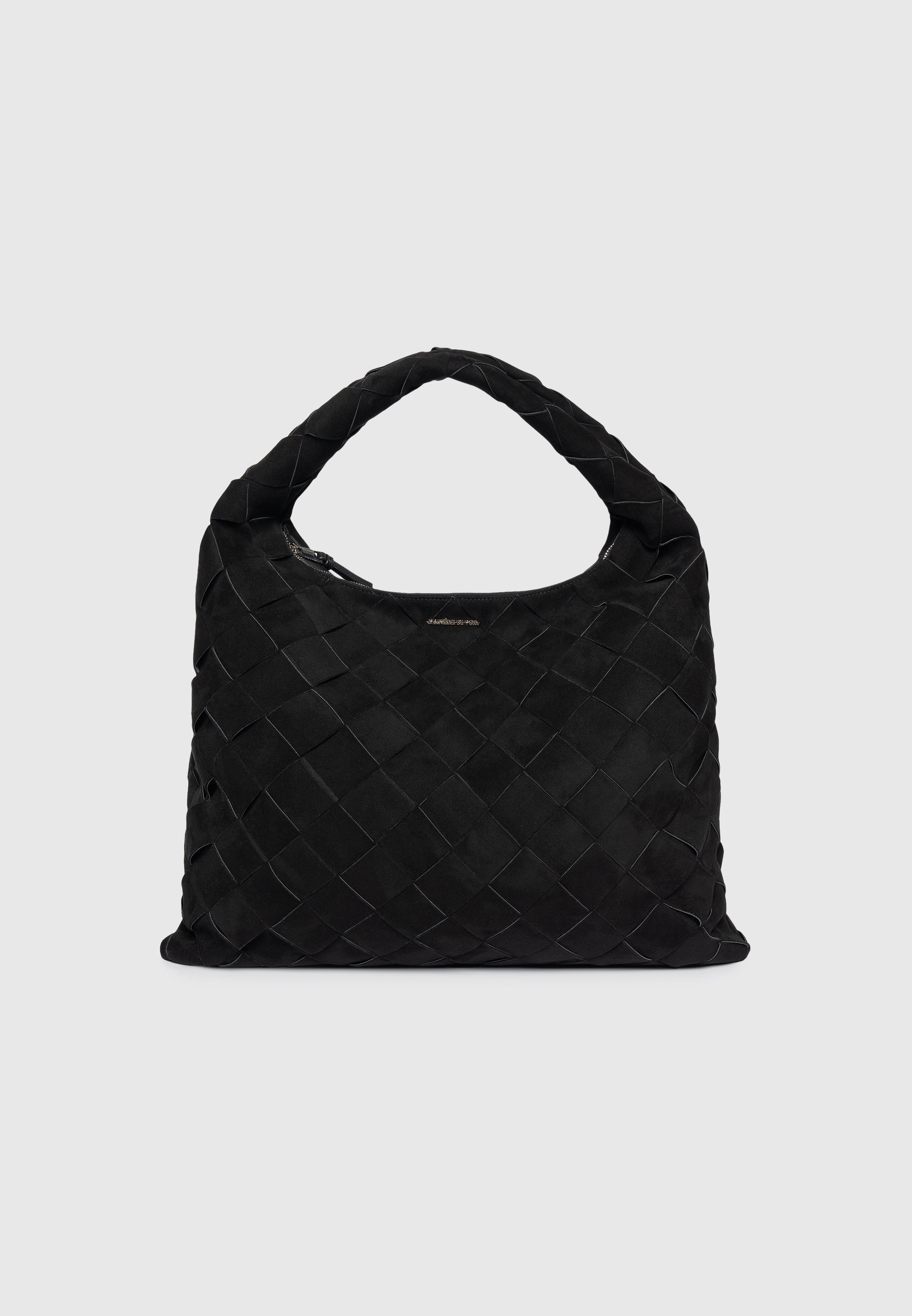 Aubin - Suede Woven Hobo Bag - Black 