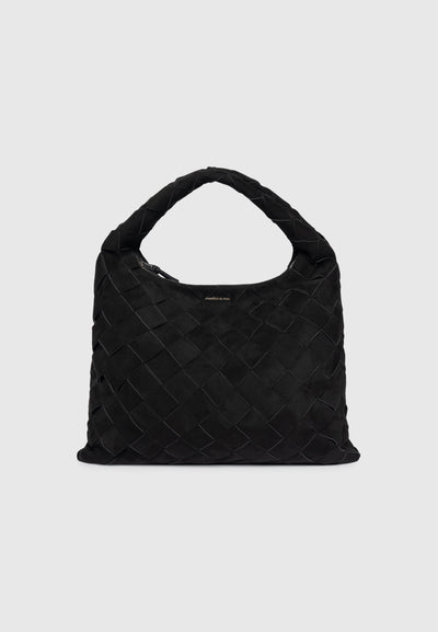 Aubin - Suede Woven Hobo Bag - Black