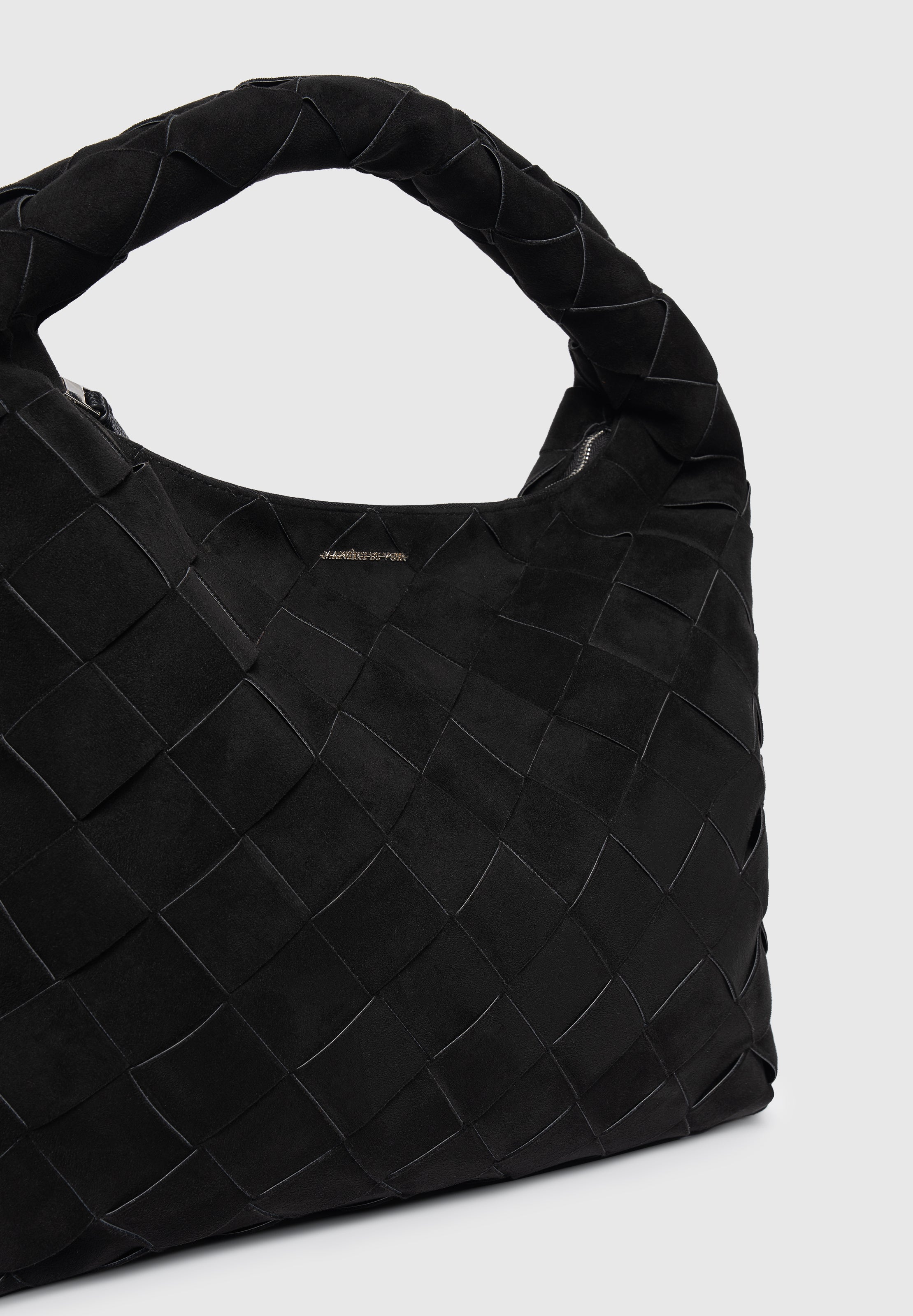 Aubin - Suede Woven Hobo Bag - Black 