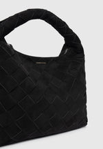Aubin - Suede Woven Hobo Bag - Black