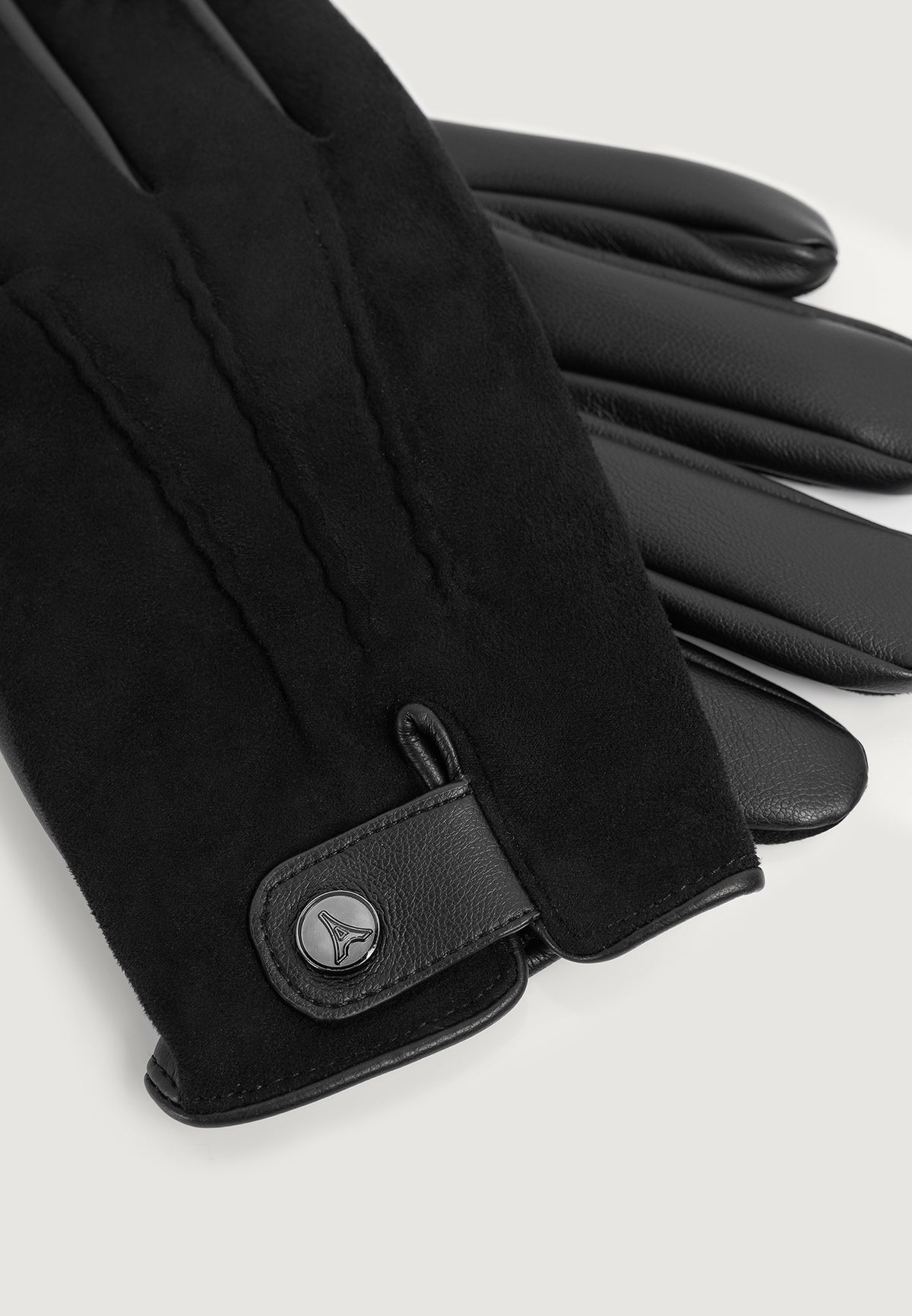 Mario - Suede & Leather Gloves - Black