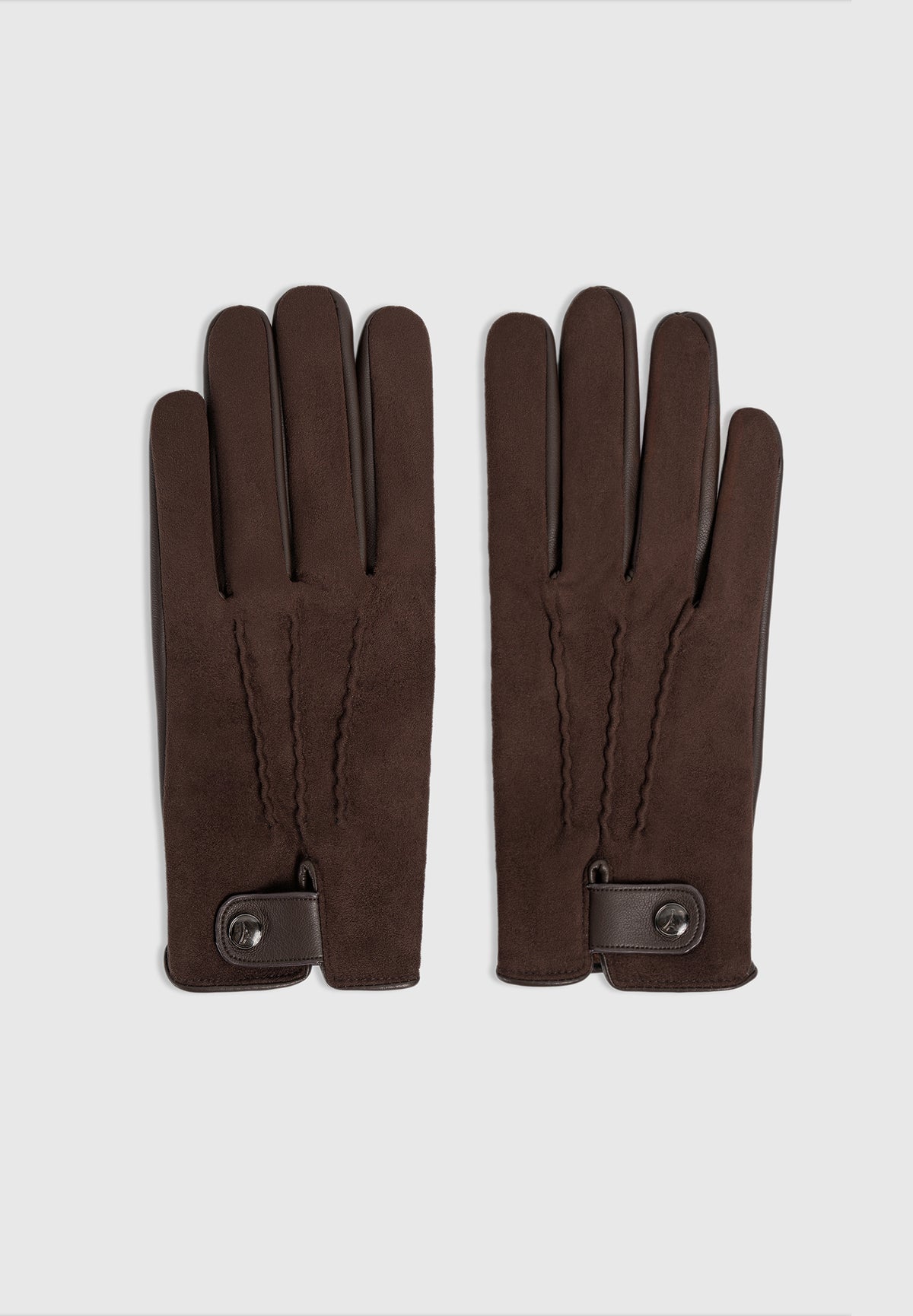 Mario - Suede & Leather Gloves - Brown