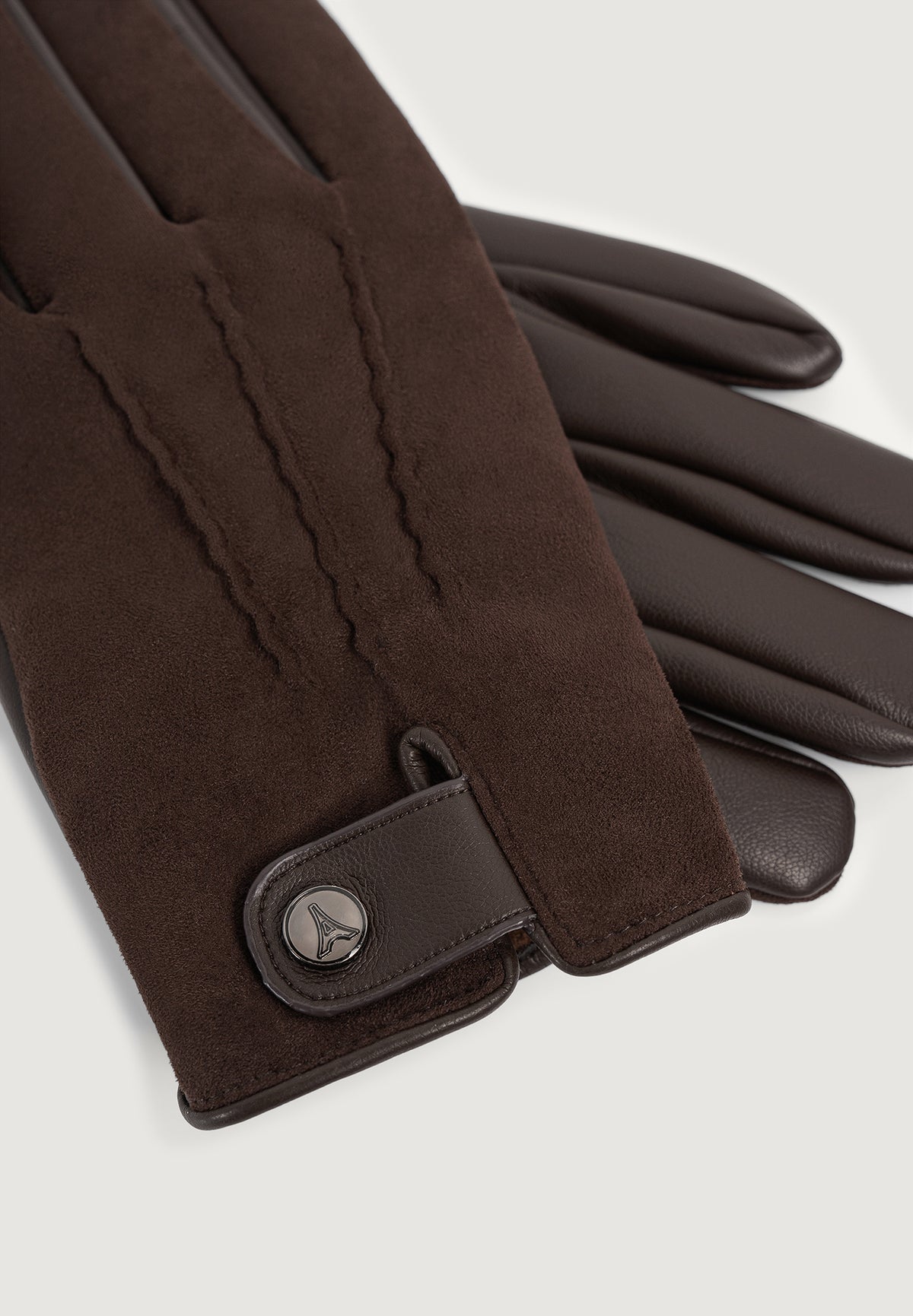 Mario - Suede & Leather Gloves - Brown