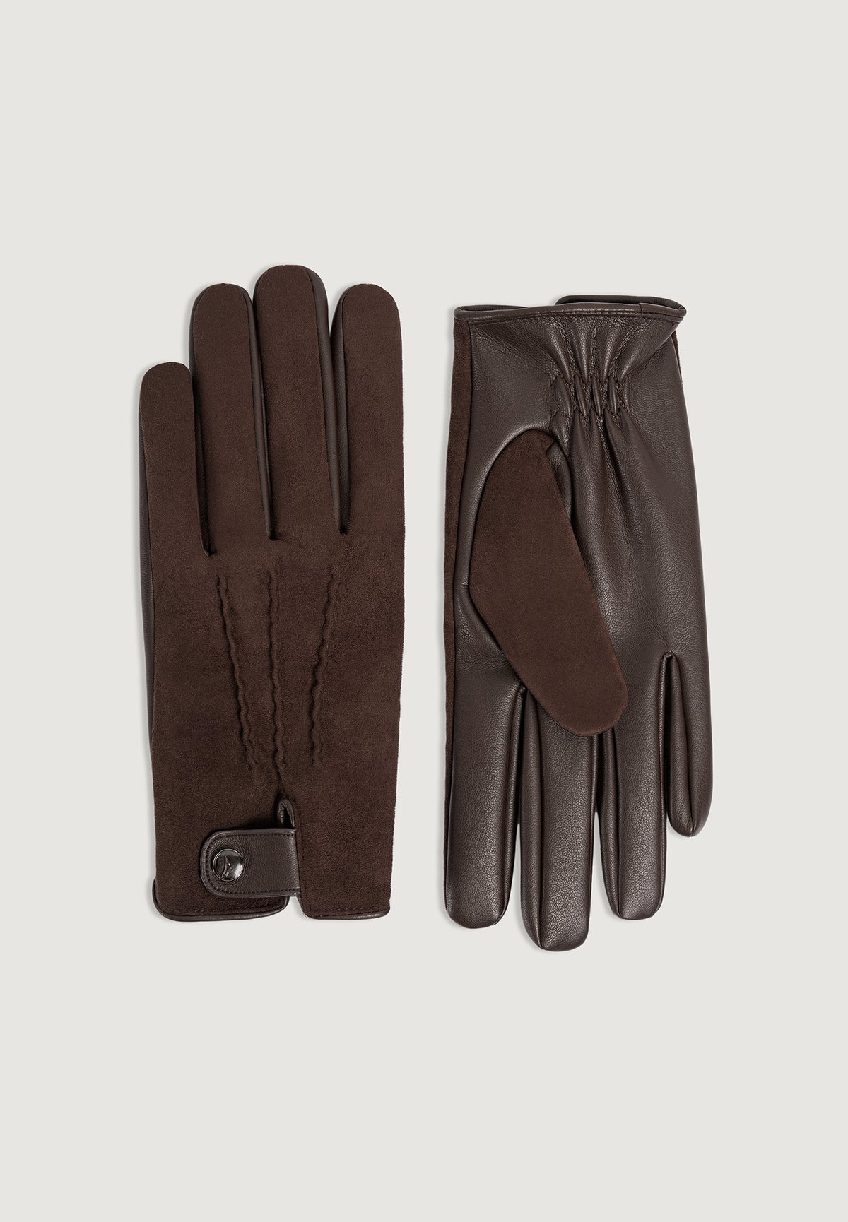 Mario - Suede & Leather Gloves - Brown