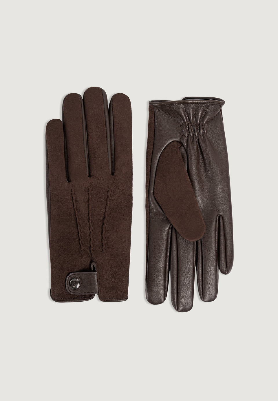 Mario - Suede & Leather Gloves - Brown