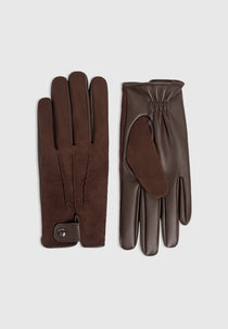 Mario - Suede & Leather Gloves - Brown
