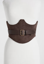 Chloe - Suede Corset with Belt - Brown