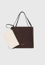 Dakota - Unisex Reversible Leather & Suede Tote Bag - Brown