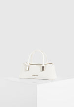 Annelise - Pebbled Leather Baguette Bag - White