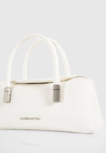 Annelise - Pebbled Leather Baguette Bag - White