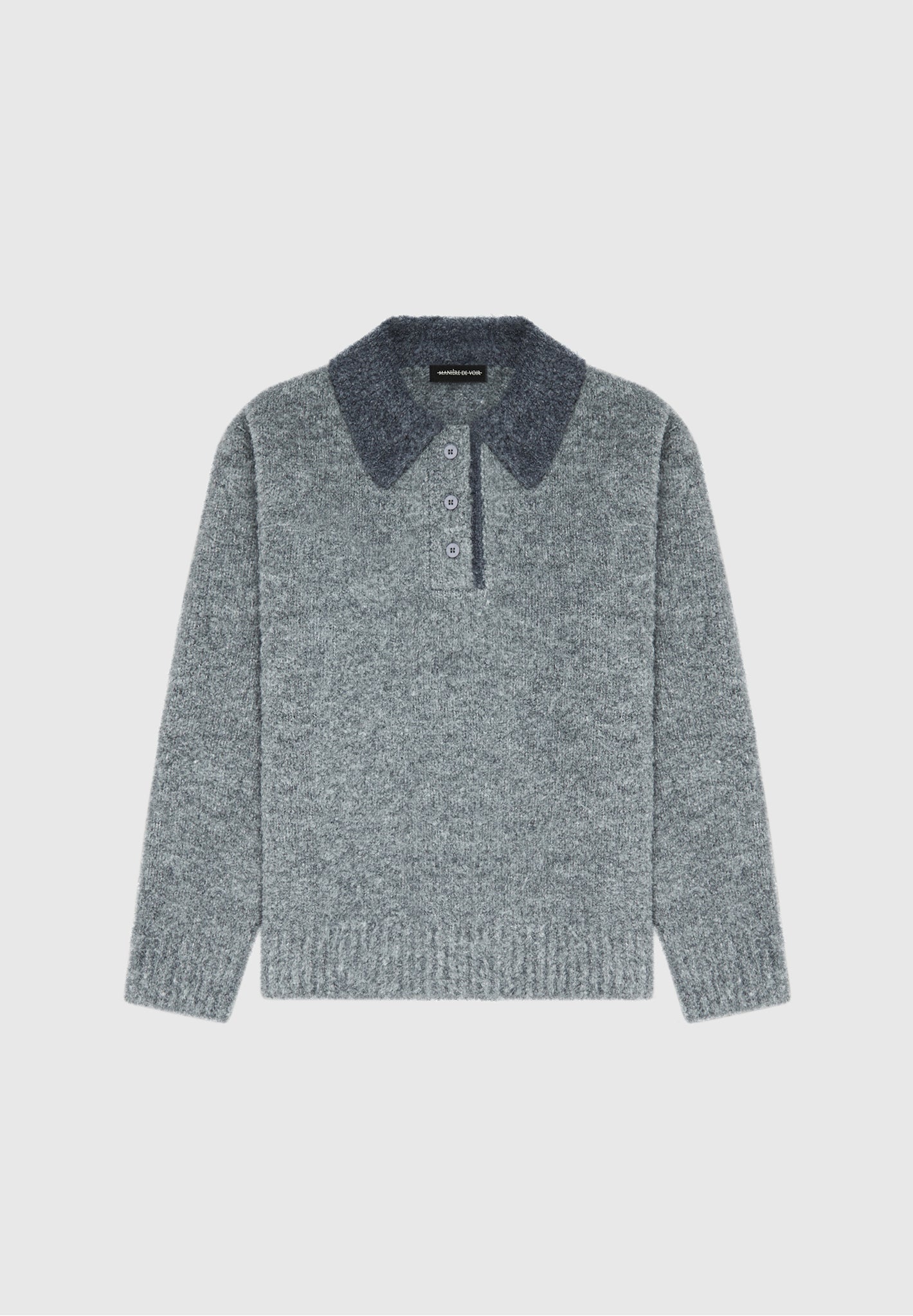 boucle-knit-contrast-polo-jumper-grey