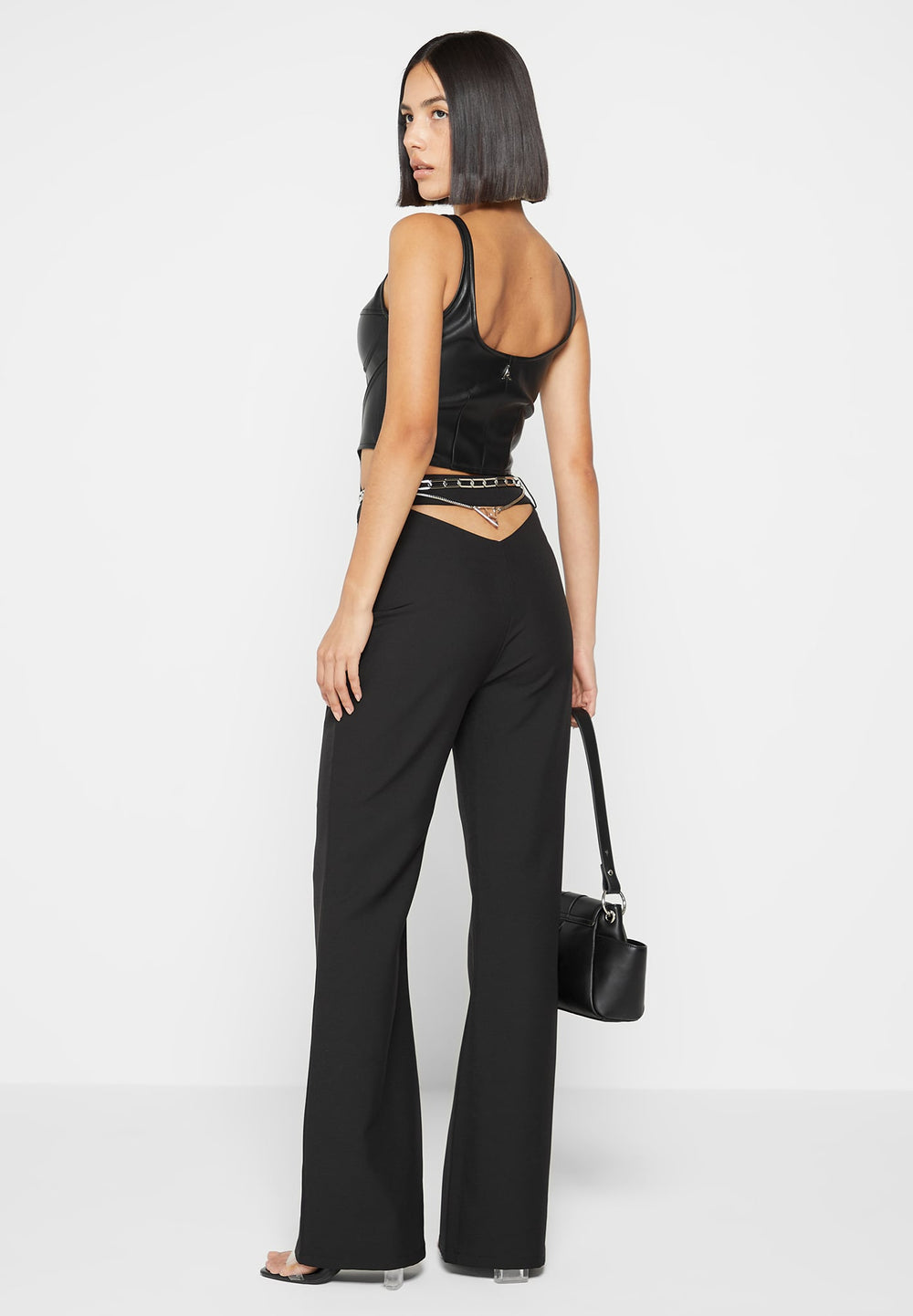 cut-out-flared-trousers-with-chain-belt-black