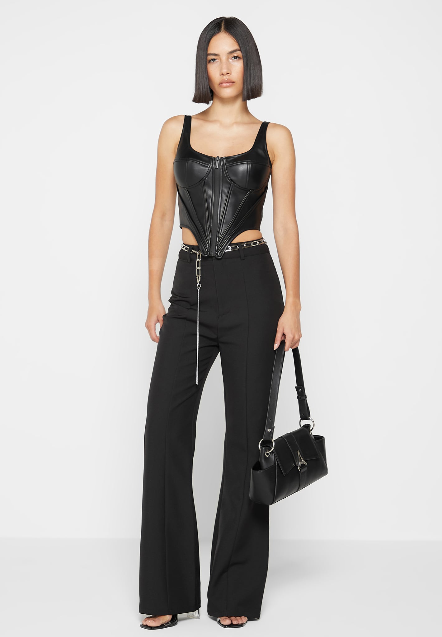 cut-out-flared-trousers-with-chain-belt-black