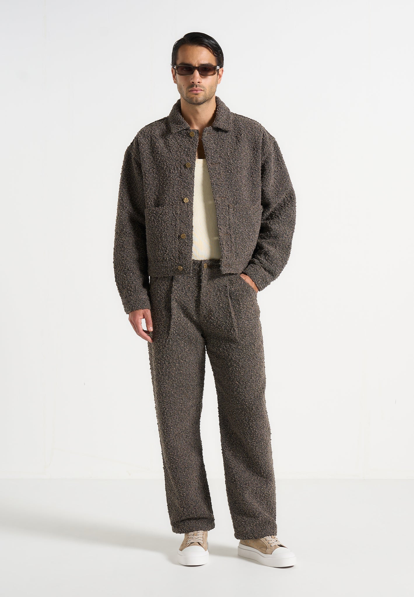 Arnault - Boucle Pleated Jeans - Brown