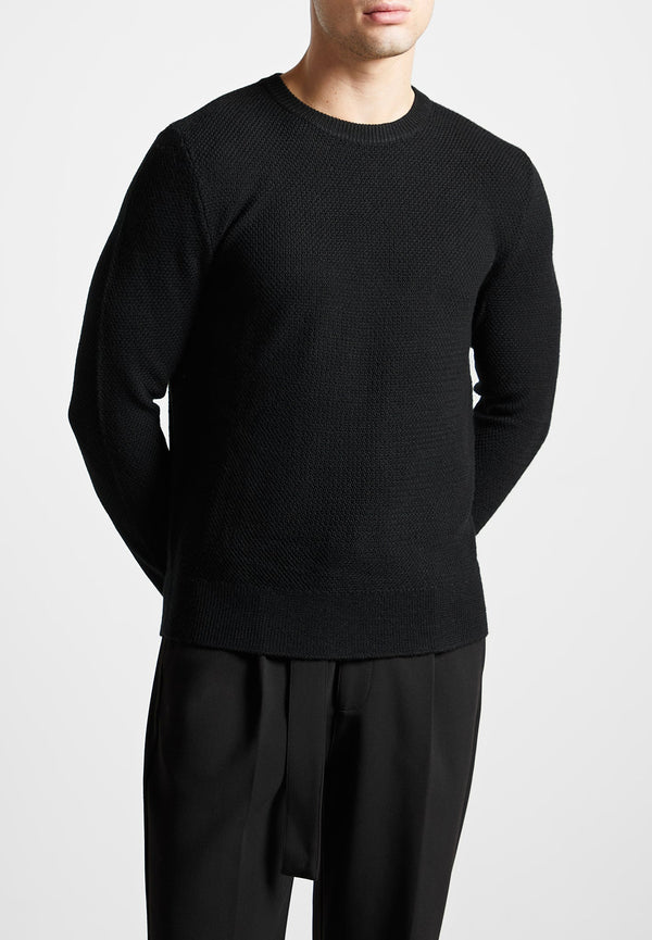 Gabin - Textured Wool Blend Jumper - Black