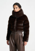 plush-ribbed-jacket-with-scarf-brown