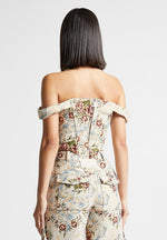 floral-jacquard-bardot-corset-top-beige