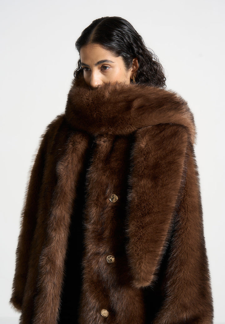 fur-oversized-coat-with-scarf-brown