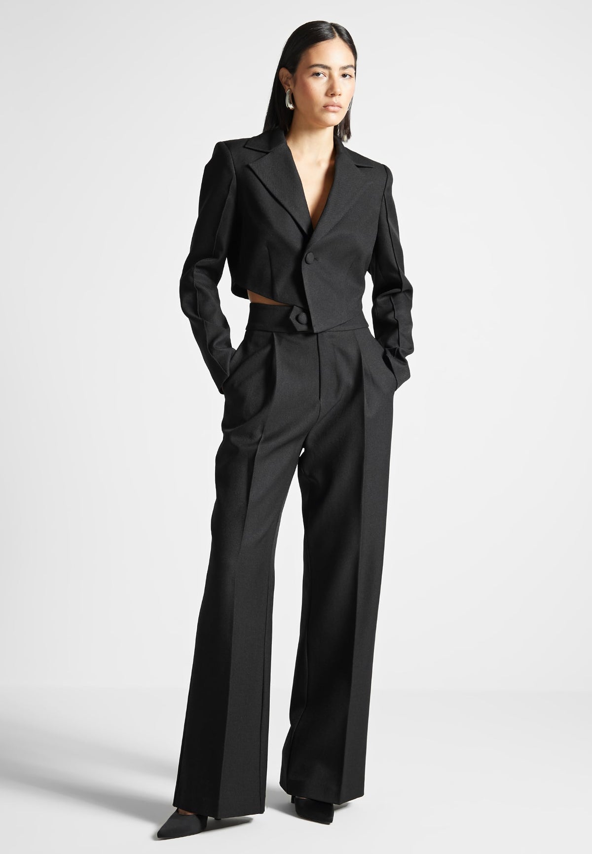 Elsa - High Waisted Tailored Pants - Black