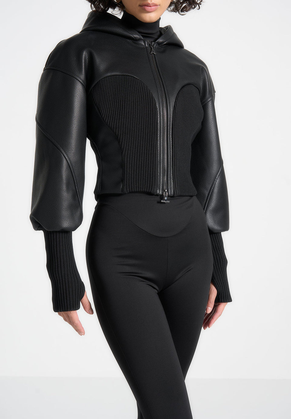 amani-hooded-pebbled-leather-contour-jacket-black