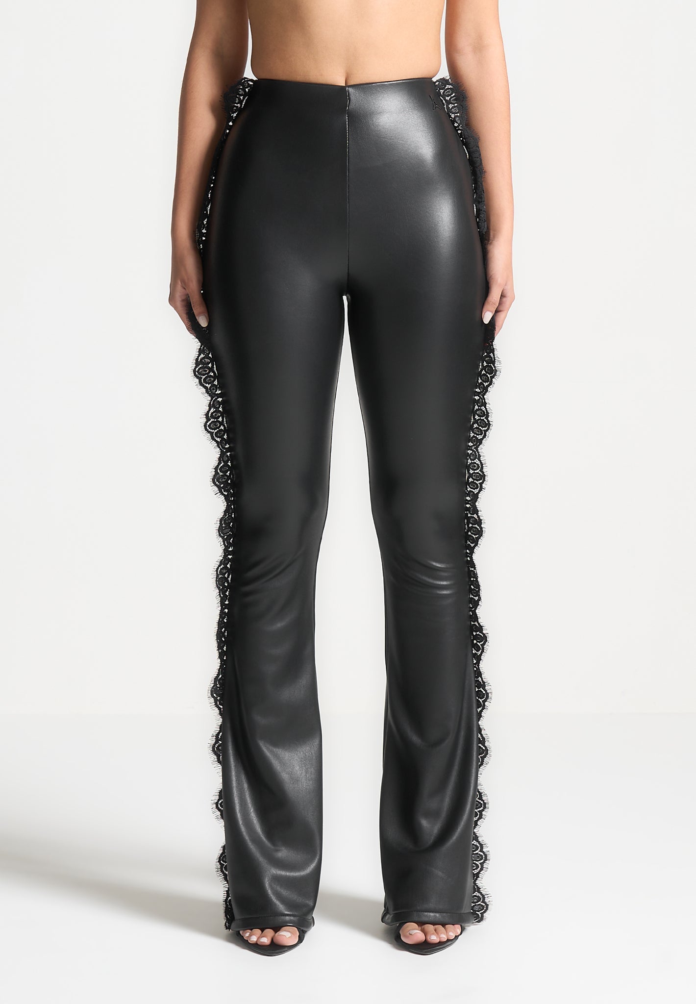 lace-trim-vegan-leather-fit-and-flare-leggings-black