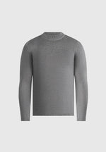 KW003 - Fitted Mock Neck Wool-Blend Sweater - Grey