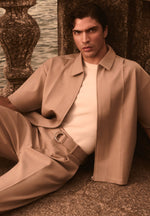 Loic - Wide Leg Tailored Pants With Belt - Beige