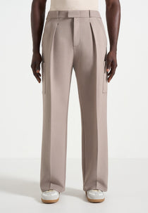 Luca - Relaxed Fit Pleated Pocket Trousers - Mushroom