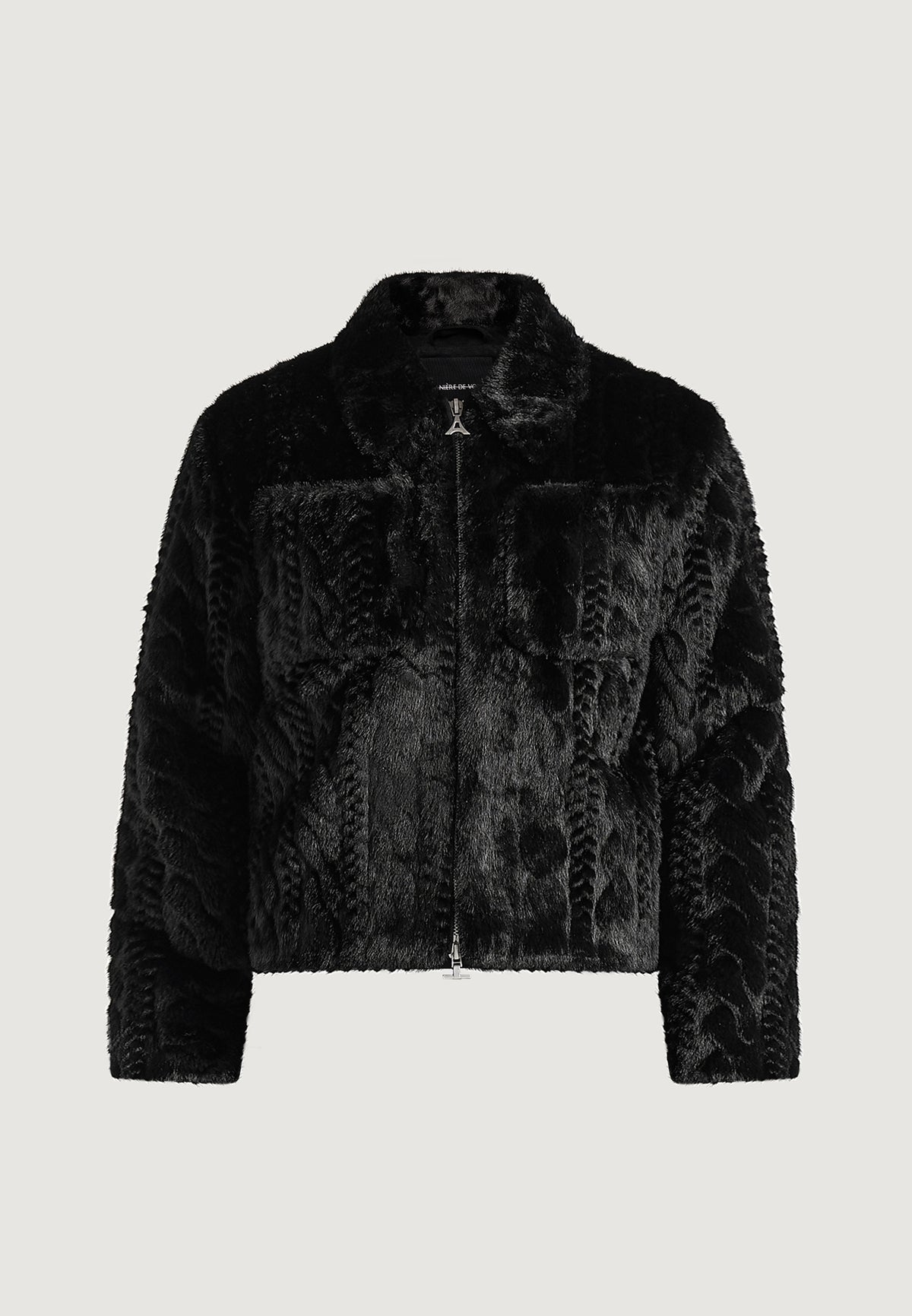 David - Plush Cable Embossed Jacket - Black