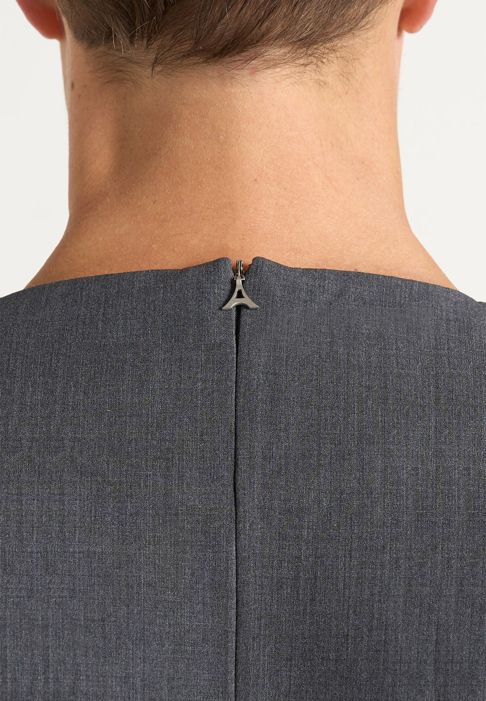 Leon - Boxy Cropped Hatched Wool-Blend T-Shirt - Grey