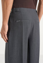 Lior - Box Pleat Wide Leg Wool-Blend Pants - Grey