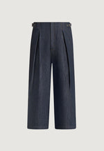 Lior - Box Pleat Wide Leg Denim Jeans - Indigo