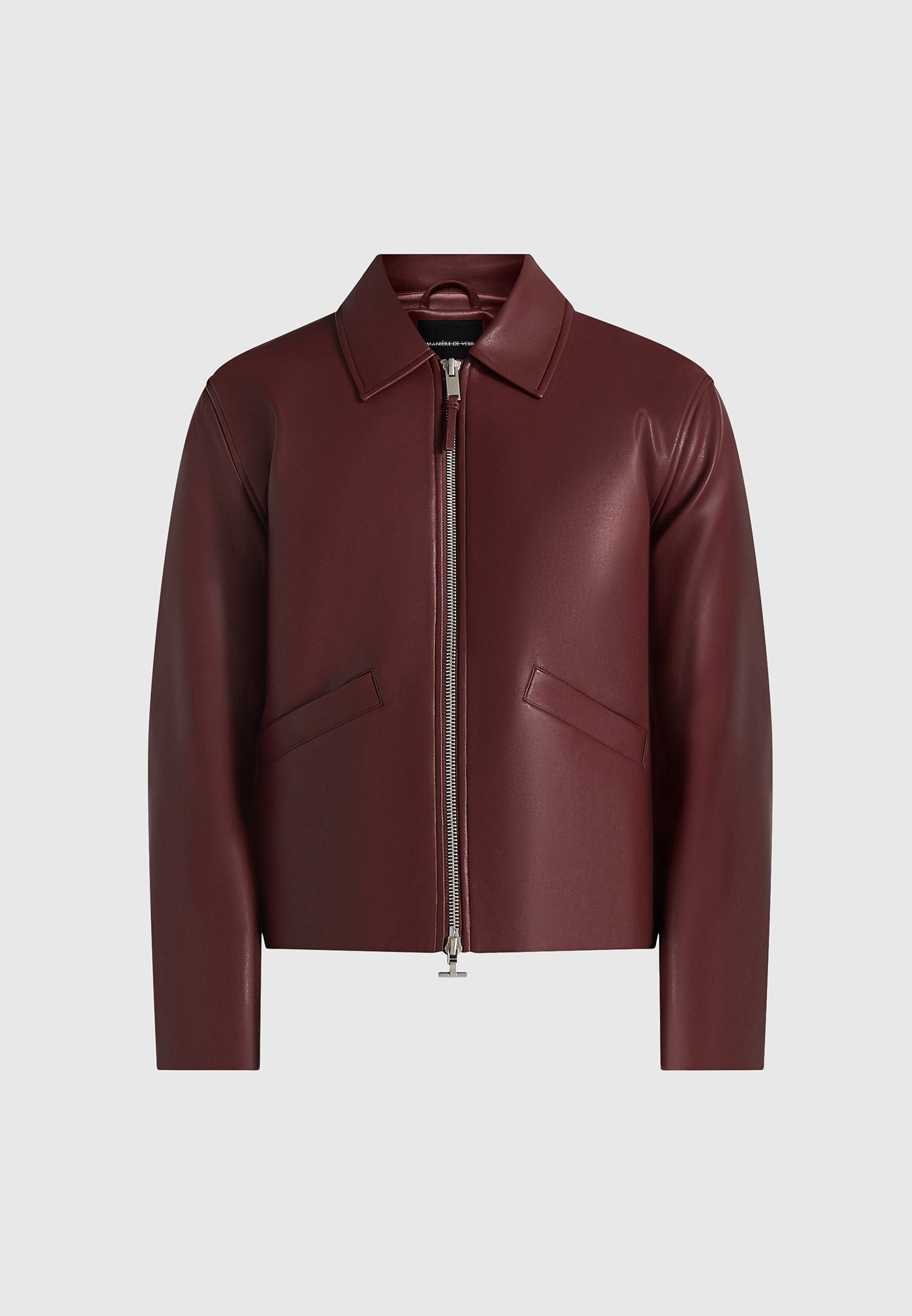 Yves - Minimal Leather Jacket - Wine Red